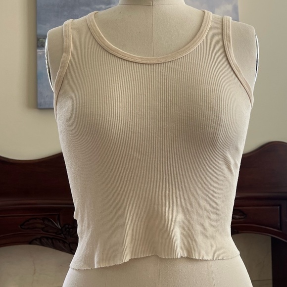 Brandy Melville Tops - Brandy Melville Cream Ribbed Tank Top